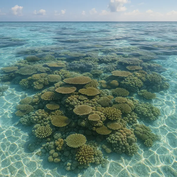 Enjoy an online jigsaw puzzle designed for browser play, featuring a serene underwater scene of a sunlit coral reef.