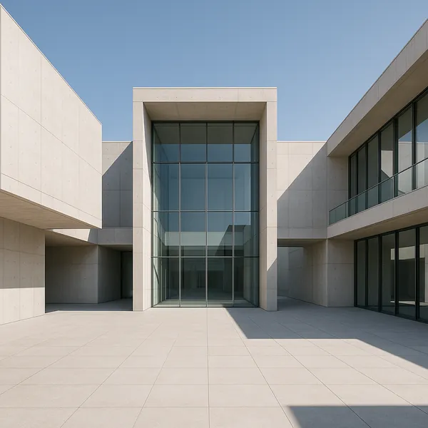 Enjoy an online jigsaw puzzle designed for browser play, featuring minimalist modern architecture and clean geometric lines.