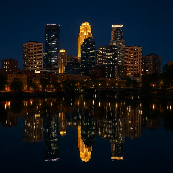Enjoy an online jigsaw puzzle designed for browser play, featuring a tranquil city skyline at night.