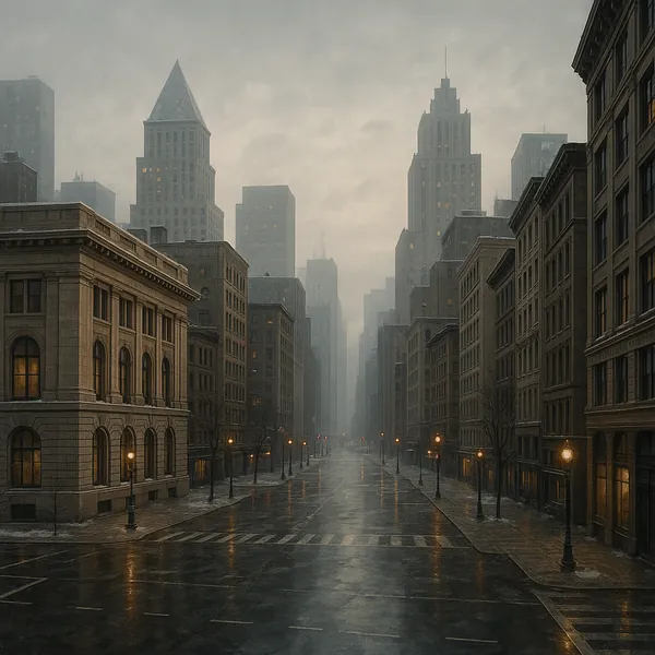 Enjoy an online jigsaw puzzle designed for browser play, featuring a moody urban cityscape.