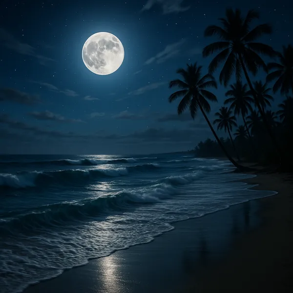 This online jigsaw puzzle features a tranquil moonlit beach scene that brings nature’s nighttime beauty to your browser.