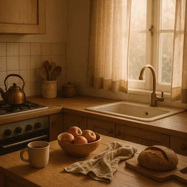 Enjoy an online jigsaw puzzle designed for browser play, featuring a cozy kitchen still life that highlights food and home comforts.