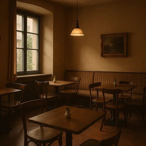 Enjoy an online jigsaw puzzle designed for browser play, featuring a cozy café interior that invites a peaceful, atmospheric scene.
