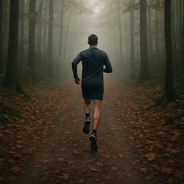 Enjoy an online jigsaw puzzle designed for browser play, featuring a solitary runner on a misty forest trail that blends nature and fitness.