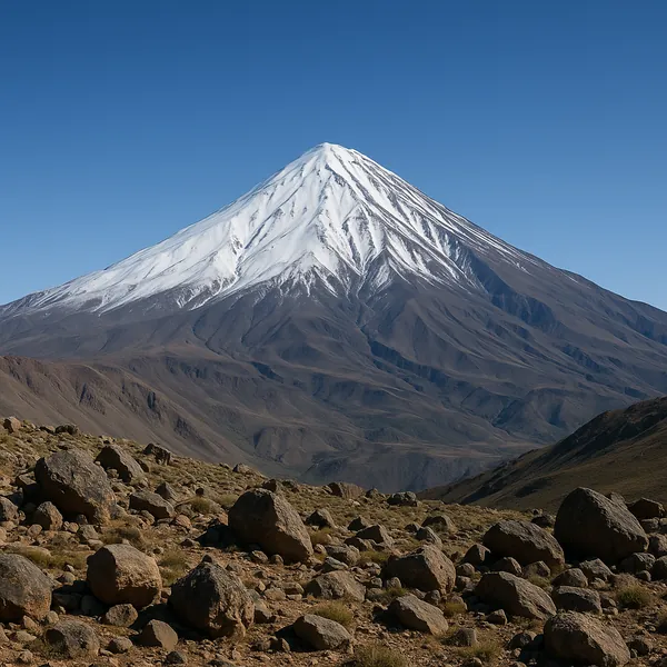 Enjoy an online jigsaw puzzle designed for browser play, featuring a majestic snow-capped mountain rising above a rugged highland — a serene nature scene perfec
