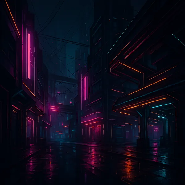 This online jigsaw puzzle features a moody cyberpunk cityscape, perfect for fans of urban night scenes and neon-lit streets.