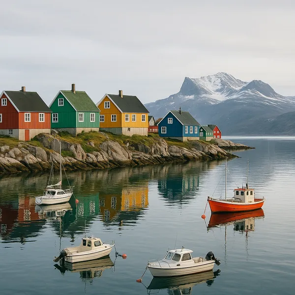 Enjoy an online jigsaw puzzle designed for browser play, featuring a peaceful coastal village scene that blends nature and charming architecture.