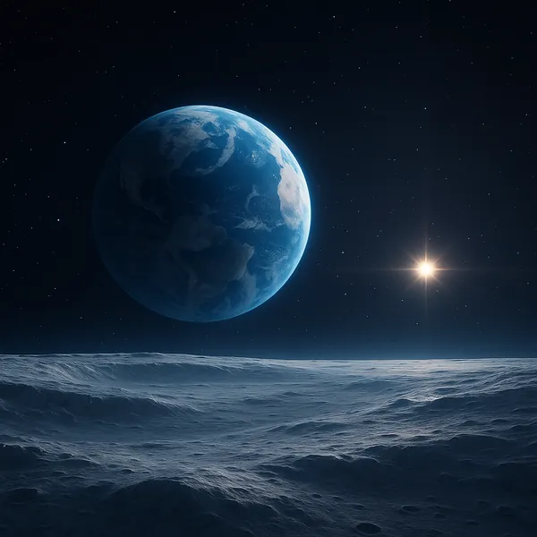 This online jigsaw puzzle features a breathtaking space scene set against the deep night of the cosmos, centering on a distant blue planet.
