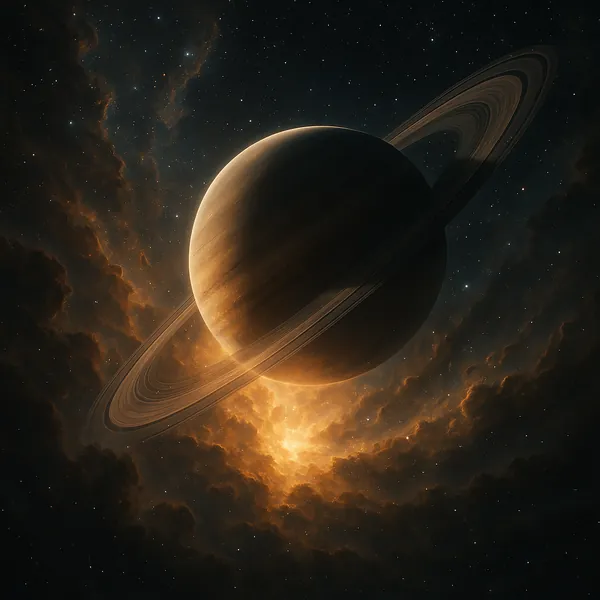 Enjoy an online jigsaw puzzle designed for browser play, featuring a majestic ringed planet set against a cosmic backdrop.