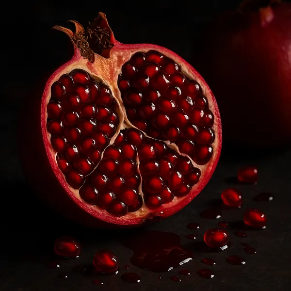 Enjoy an online jigsaw puzzle designed for browser play, featuring a close-up of a pomegranate that celebrates food and still-life photography.