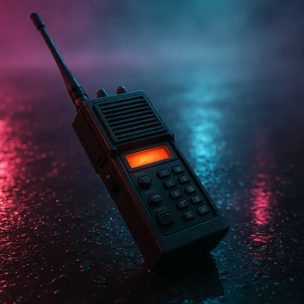 Enjoy an online jigsaw puzzle designed for browser play, featuring a retro handheld radio bathed in neon light and moody atmosphere.