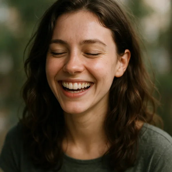 Enjoy an online jigsaw puzzle designed for browser play, featuring a warm portrait of a smiling person that celebrates everyday joy.