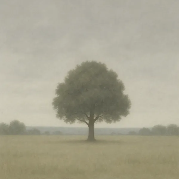 This online jigsaw puzzle features a lone tree standing in a wide, misty field — a peaceful nature scene you can enjoy right in your browser.