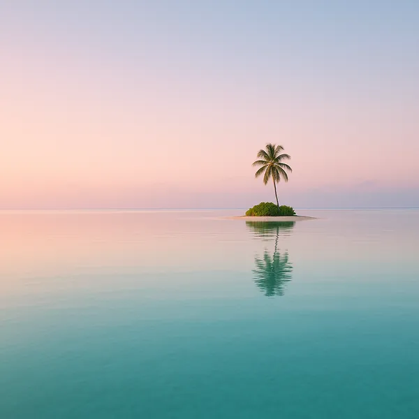 Enjoy an online jigsaw puzzle designed for browser play, featuring a tiny tropical island set against a graceful seascape and pastel sky.