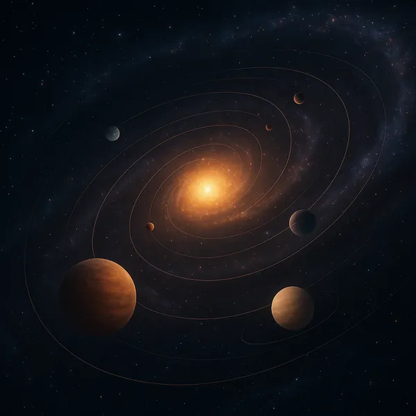 Enjoy an online jigsaw puzzle designed for browser play, featuring a dramatic space scene of a glowing star and orbiting planets.