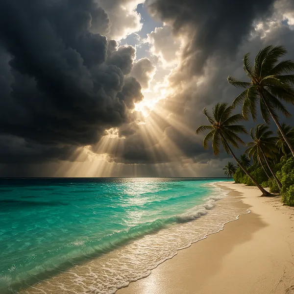 Enjoy an online jigsaw puzzle designed for browser play, featuring a dramatic tropical seascape that celebrates nature's contrasts.