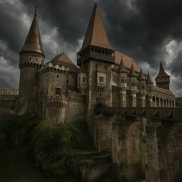 Enjoy an online jigsaw puzzle in your browser that shows a dramatic medieval castle set against a stormy sky, perfect for lovers of architecture and historic sc
