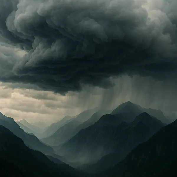 Here’s an online jigsaw puzzle you can play in your browser, featuring a dramatic mountain landscape under an enormous storm cloud — a nature-themed scene full