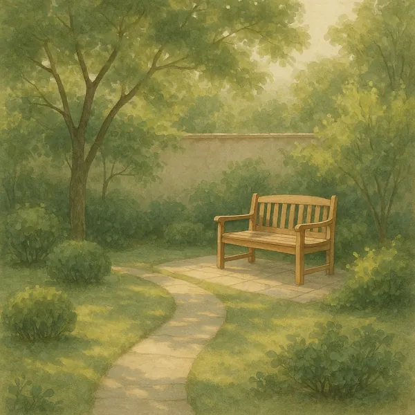 Enjoy an online jigsaw puzzle designed for browser play, featuring a tranquil garden scene that celebrates nature and calm outdoor living.