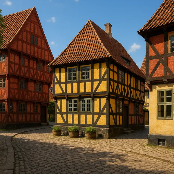 Enjoy an online jigsaw puzzle designed for browser play, featuring charming historic architecture in a quiet village setting.