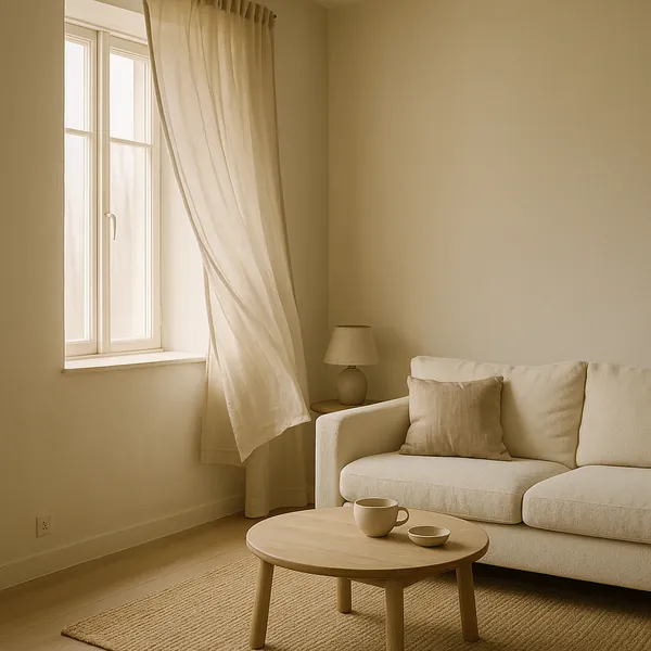 Enjoy an online jigsaw puzzle designed for browser play, featuring a calm, minimalist living room scene that highlights home and interior decor.