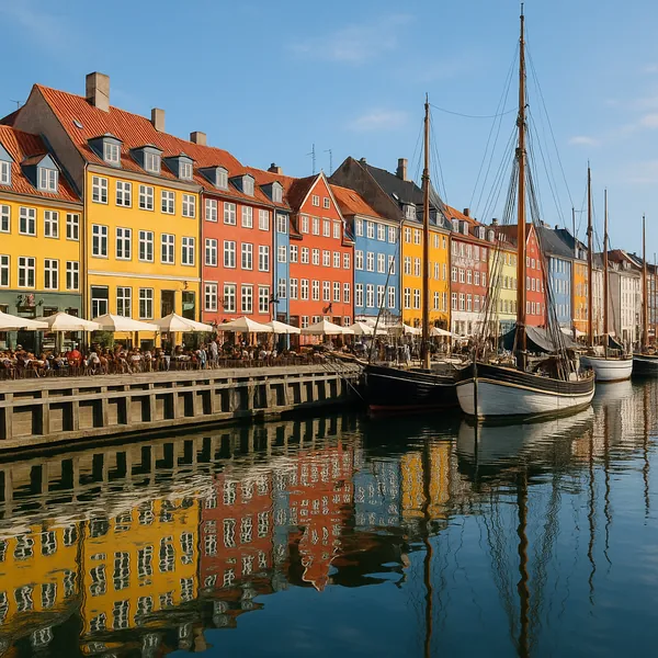 Enjoy an online jigsaw puzzle designed for browser play, featuring a colorful waterfront city scene with charming boats and historic buildings.
