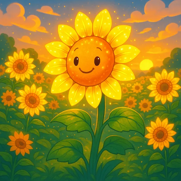 Enjoy an online jigsaw puzzle designed for browser play, featuring a cheerful sunflower field in a warm, nature-themed scene.