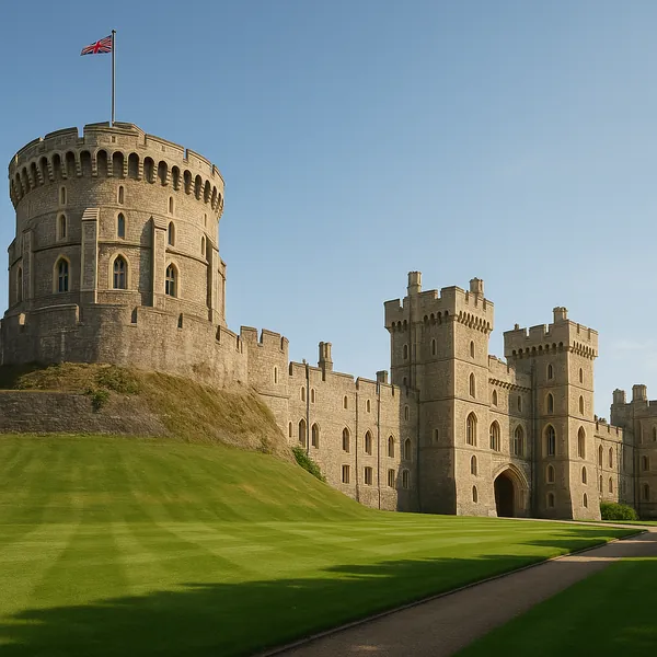 Enjoy an online jigsaw puzzle designed for browser play, featuring a stately castle and its sweeping, manicured grounds that celebrate classic architecture and
