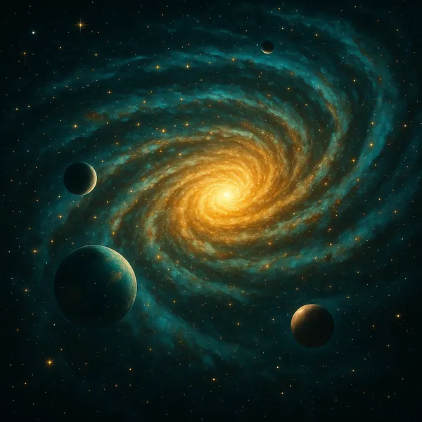 Enjoy an online jigsaw puzzle designed for browser play, featuring a mesmerizing space scene of a glowing spiral galaxy.
