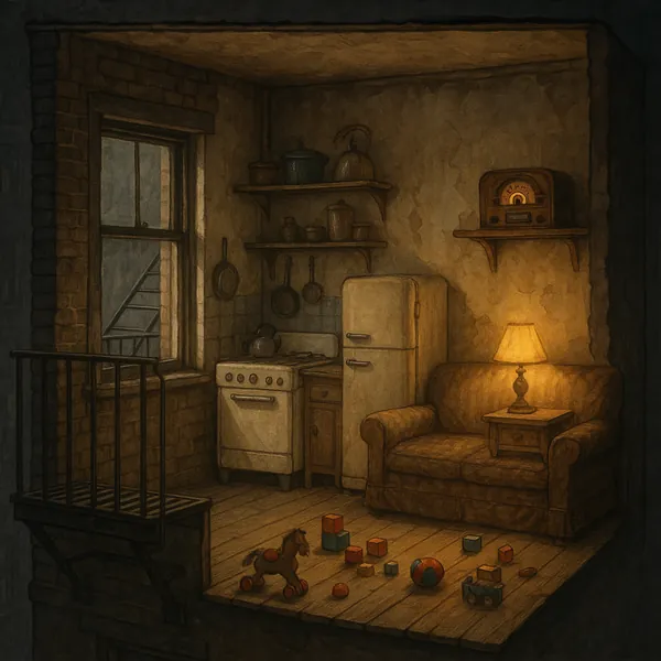 This online jigsaw puzzle features a cozy vintage apartment interior, perfect for lovers of homey scenes and nostalgic still life.
