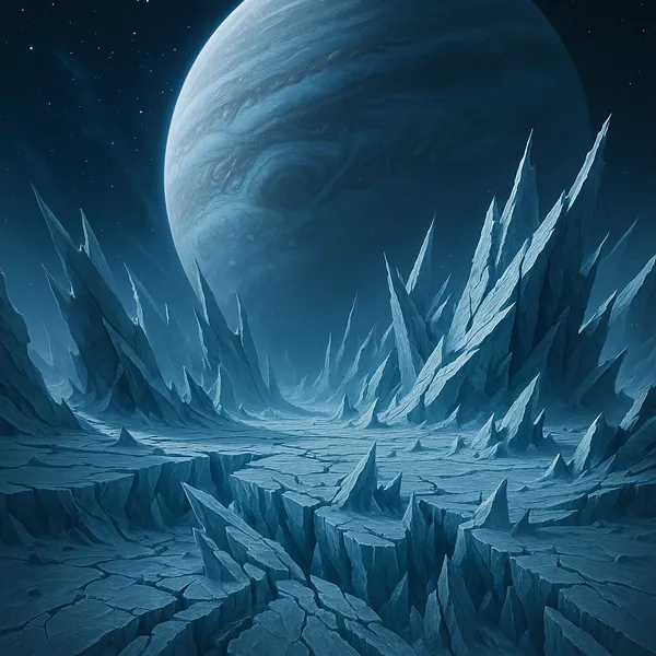 Enjoy an online jigsaw puzzle designed for browser play, featuring a dramatic alien landscape under a giant gas planet.