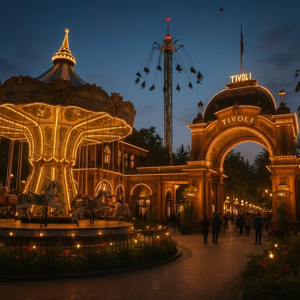 Enjoy an online jigsaw puzzle designed for browser play, featuring a charming nighttime amusement-park scene.