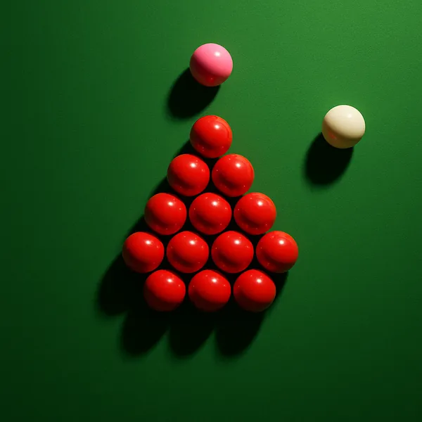 Enjoy an online jigsaw puzzle designed for browser play, featuring a close-up of a snooker break setup on green felt.
