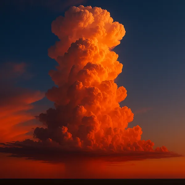 Enjoy an online jigsaw puzzle designed for browser play, featuring a dramatic sky scene of towering clouds at sunset.