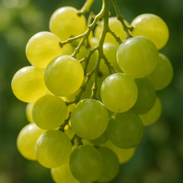 Enjoy an online jigsaw puzzle designed for browser play, featuring a close-up of a fresh bunch of green grapes — a delightful blend of food and nature.