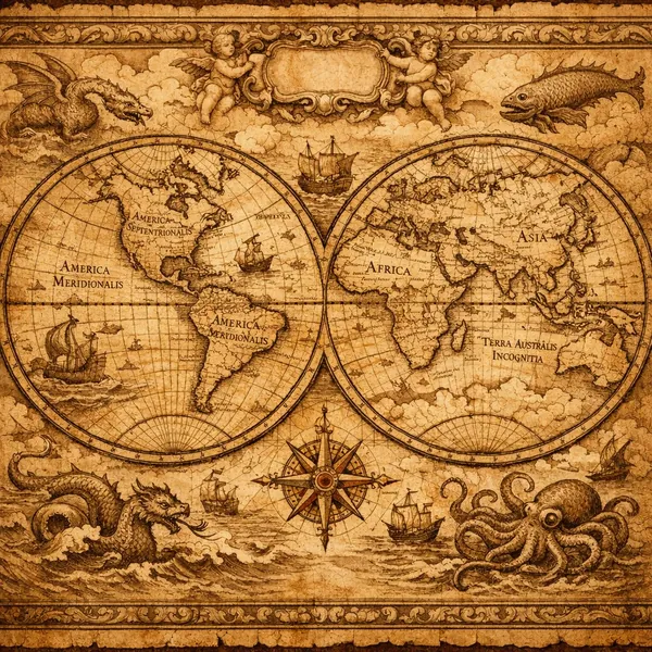 Here’s an online jigsaw puzzle you can play in your browser, featuring an antique map and maritime art theme.