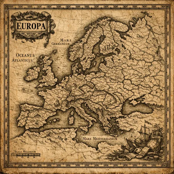 This online jigsaw puzzle features an antique map of Europe rendered in a classic cartographic style, perfect for fans of history and vintage art.
