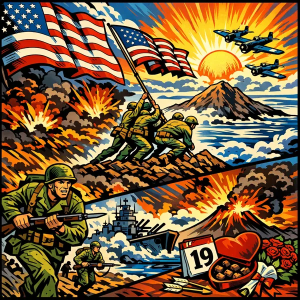 Enjoy an online jigsaw puzzle designed for browser play, featuring a bold, wartime poster scene that blends military history and vintage art.