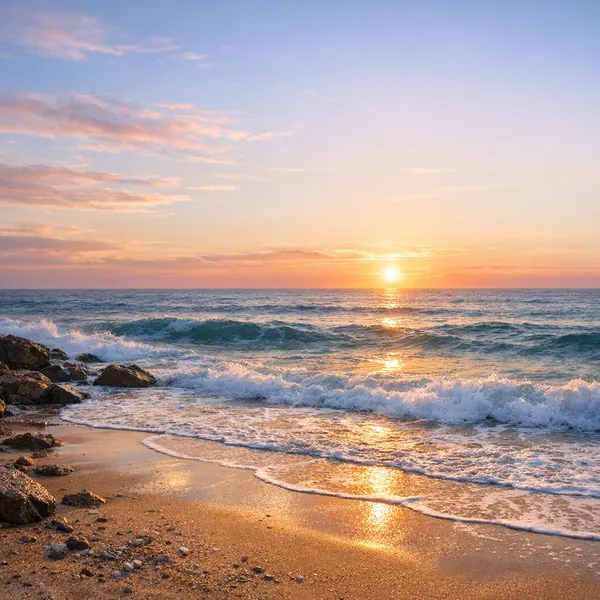 Enjoy an online jigsaw puzzle designed for browser play, featuring a tranquil beach sunset that celebrates the beauty of nature.