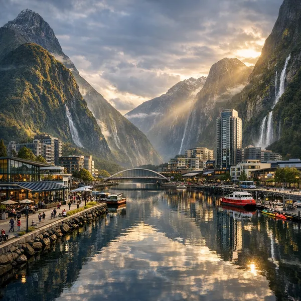 Enjoy an online jigsaw puzzle designed for browser play, featuring a stunning fjord town where nature and city meet.