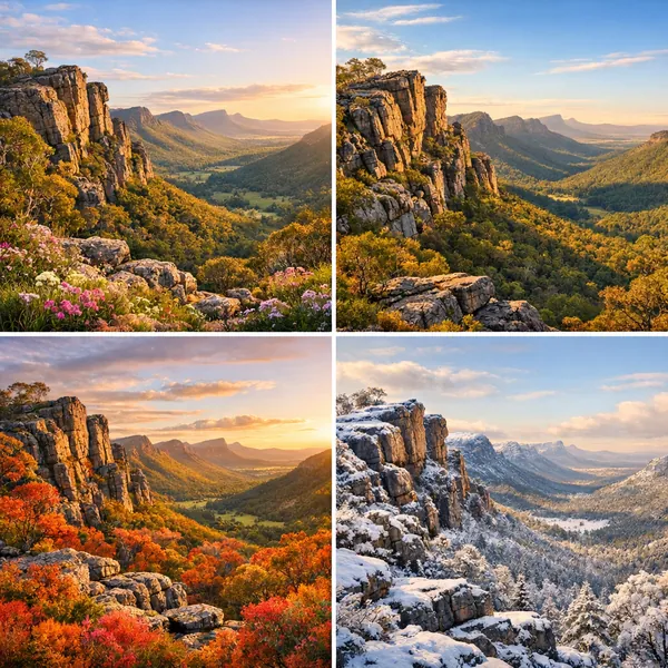 Enjoy an online jigsaw puzzle designed for browser play, featuring a scenic nature landscape that shifts through the seasons.