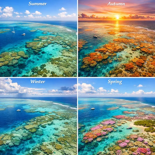 Enjoy an online jigsaw puzzle designed for browser play, featuring a stunning seasonal view of a coral reef and open sea.
