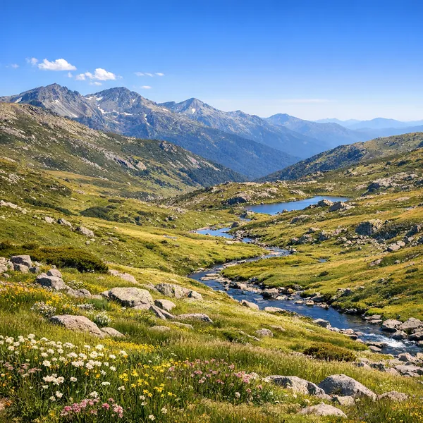 Enjoy an online jigsaw puzzle designed for browser play, featuring a serene mountain landscape.