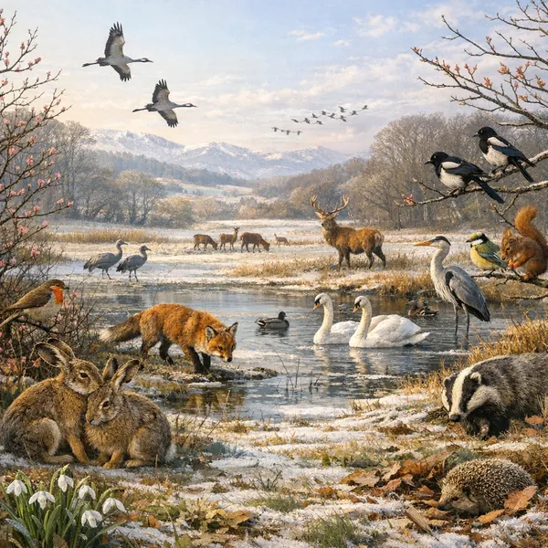 Enjoy an online jigsaw puzzle designed for browser play, featuring a charming wildlife and nature tableau.