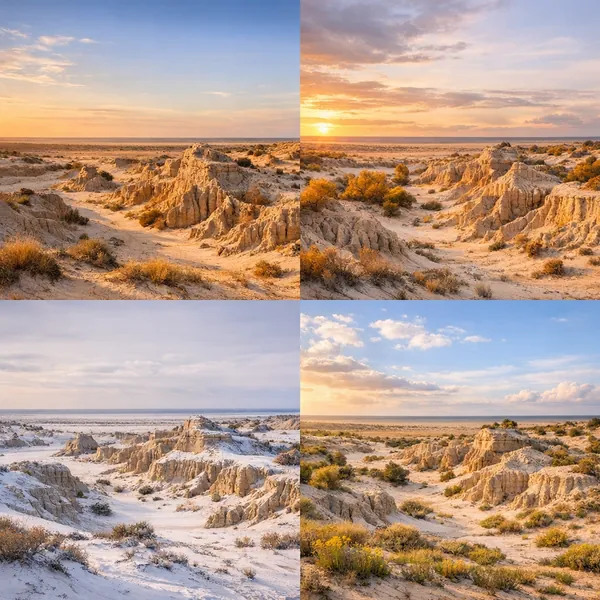 This online jigsaw puzzle features a serene desert coastline landscape, perfect for nature lovers who enjoy wide-open scenes and soft horizons.