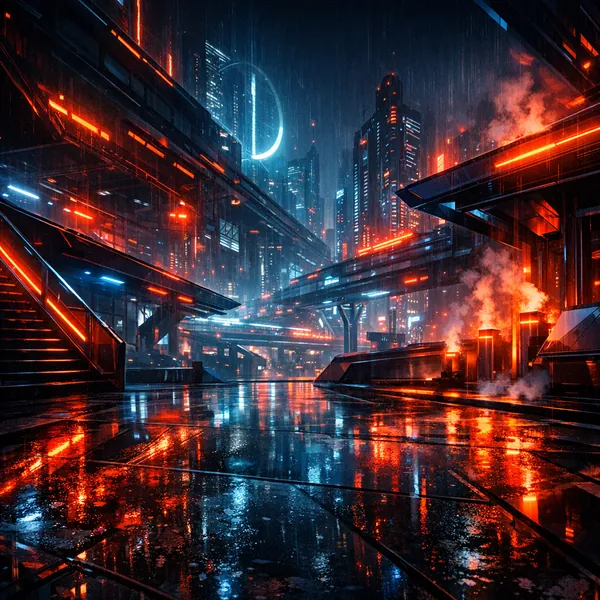 Enjoy an online jigsaw puzzle designed for browser play, featuring a neon-lit cyberpunk cityscape that blends futuristic architecture and urban night life.