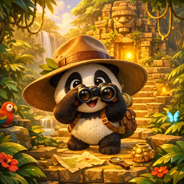 Enjoy an online jigsaw puzzle designed for browser play, featuring a charming animal adventure scene set in lush jungle surroundings.