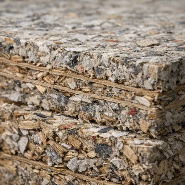 Enjoy an online jigsaw puzzle designed for browser play, featuring a close-up of stacked wood composite panels and rich material textures.