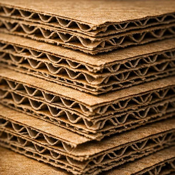 Enjoy an online jigsaw puzzle designed for browser play, featuring a close-up view of stacked corrugated cardboard.