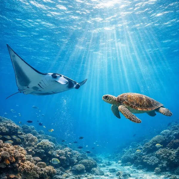 Enjoy an online jigsaw puzzle designed for browser play, featuring a tranquil underwater nature scene filled with marine life.